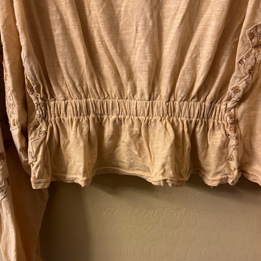 Free People Women's Cream Long Sleeve Top - Picture 3 of 9